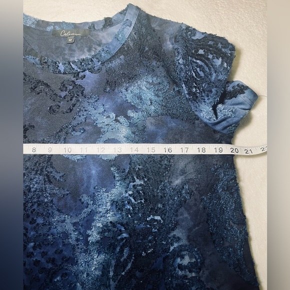 Caleaaa Elegant Blue Tie Dye‎ Short Sleeve Women's Top Sz M - Picture 6 of 7